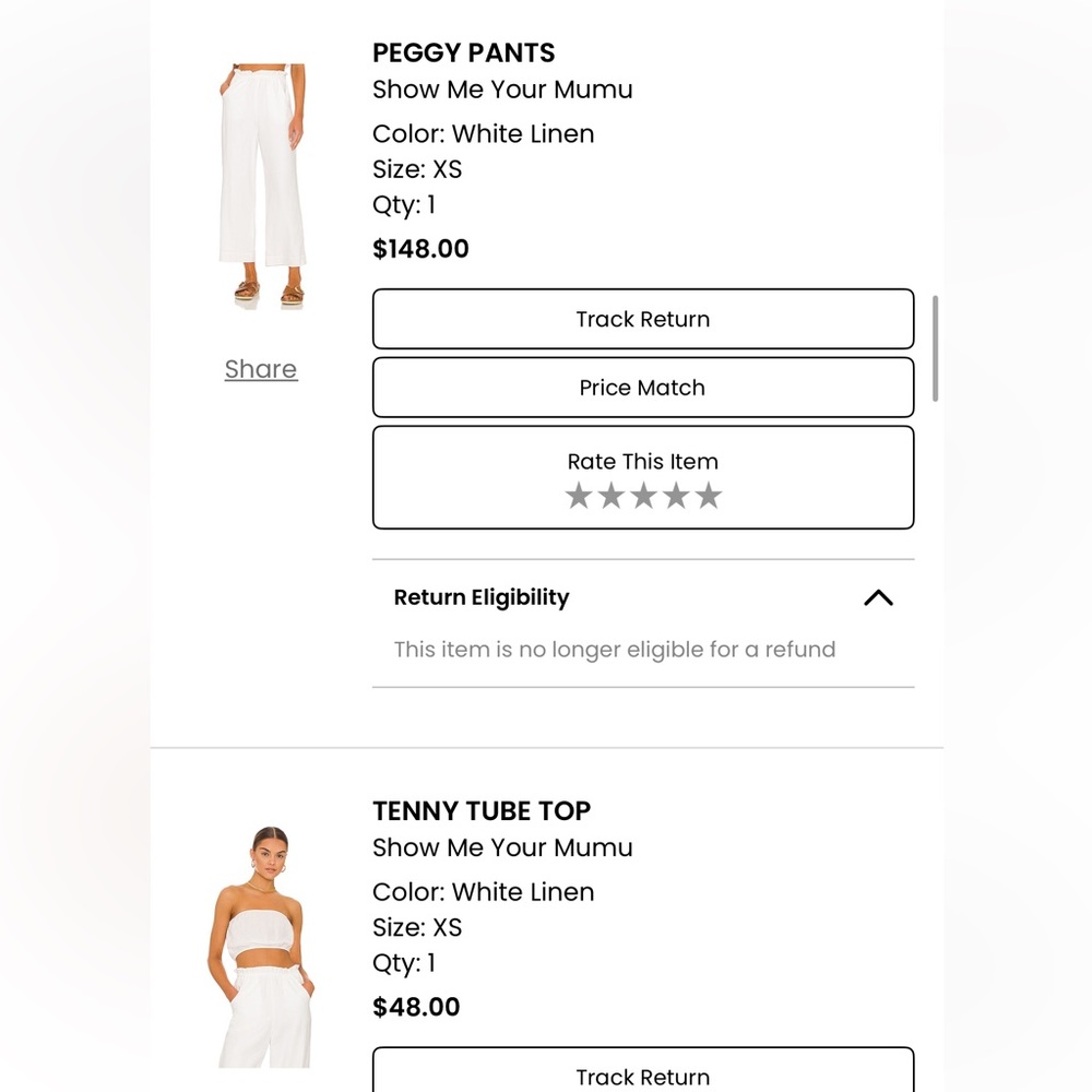 Show Me Your MuMu White Linen Pants and Matching Tube Top